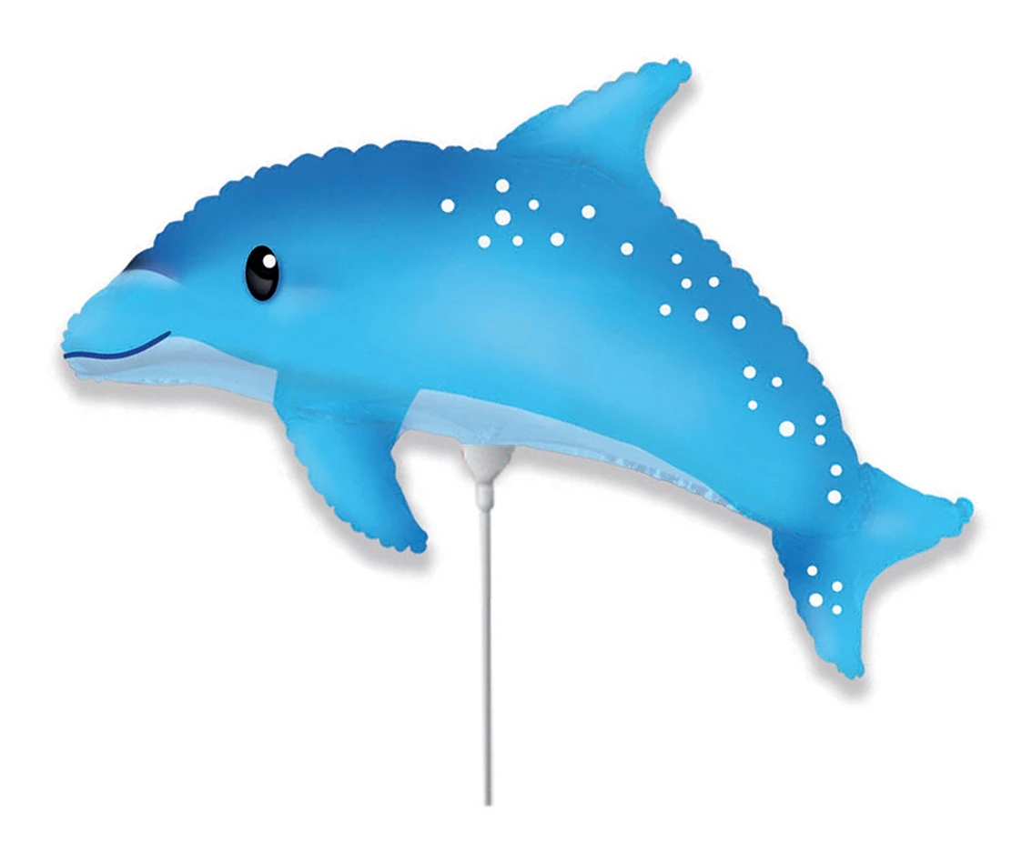Balon foliowy 14" FX - Słodki Delfin, niebieski, niepakowany
