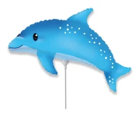 Balon foliowy 14" FX - Słodki Delfin, niebieski, niepakowany