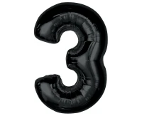 Balon foliowy Smart, cyfra 3, czarna, 92 cm KK