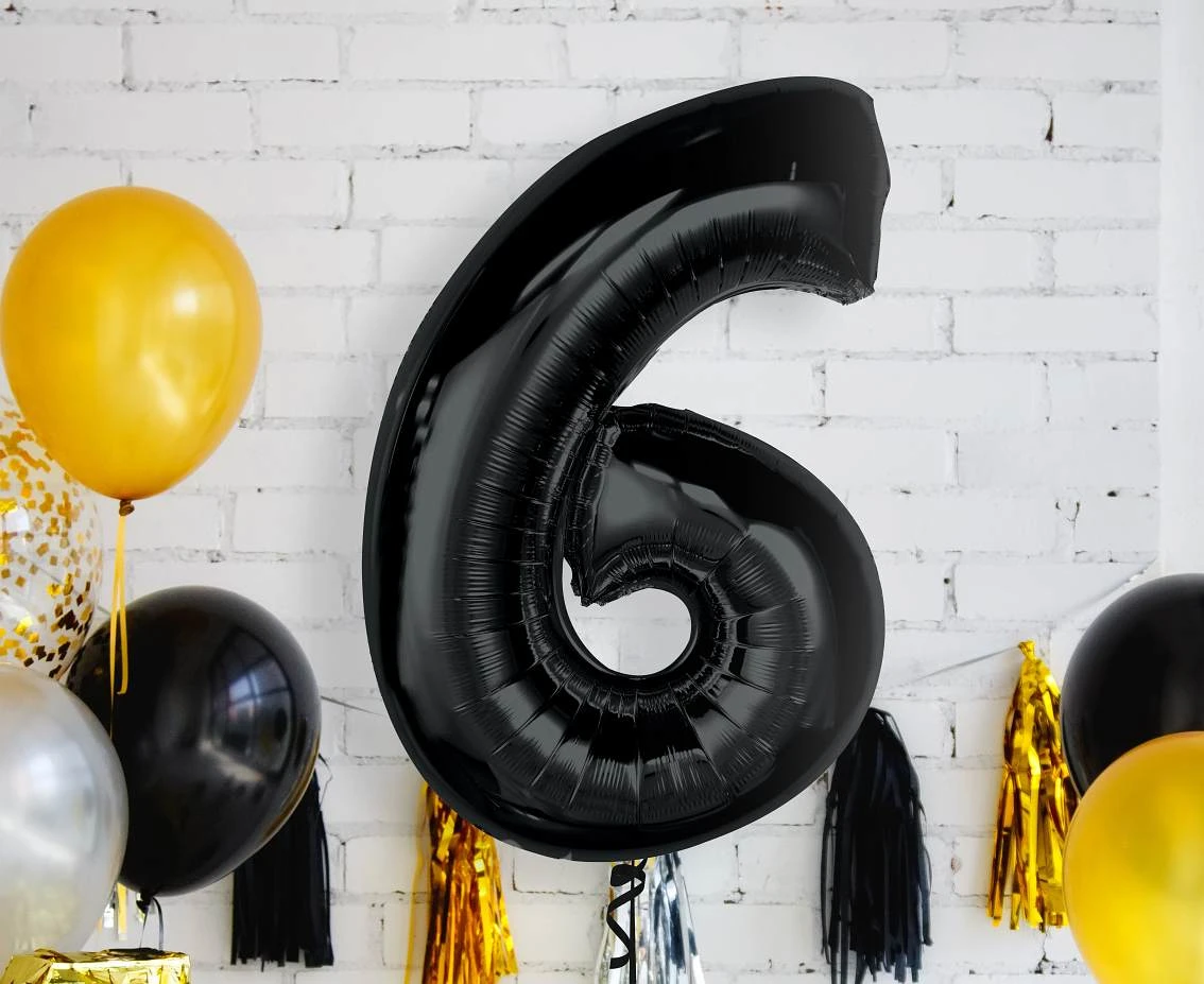 Balon foliowy Smart, cyfra 6, czarna, 92 cm KK
