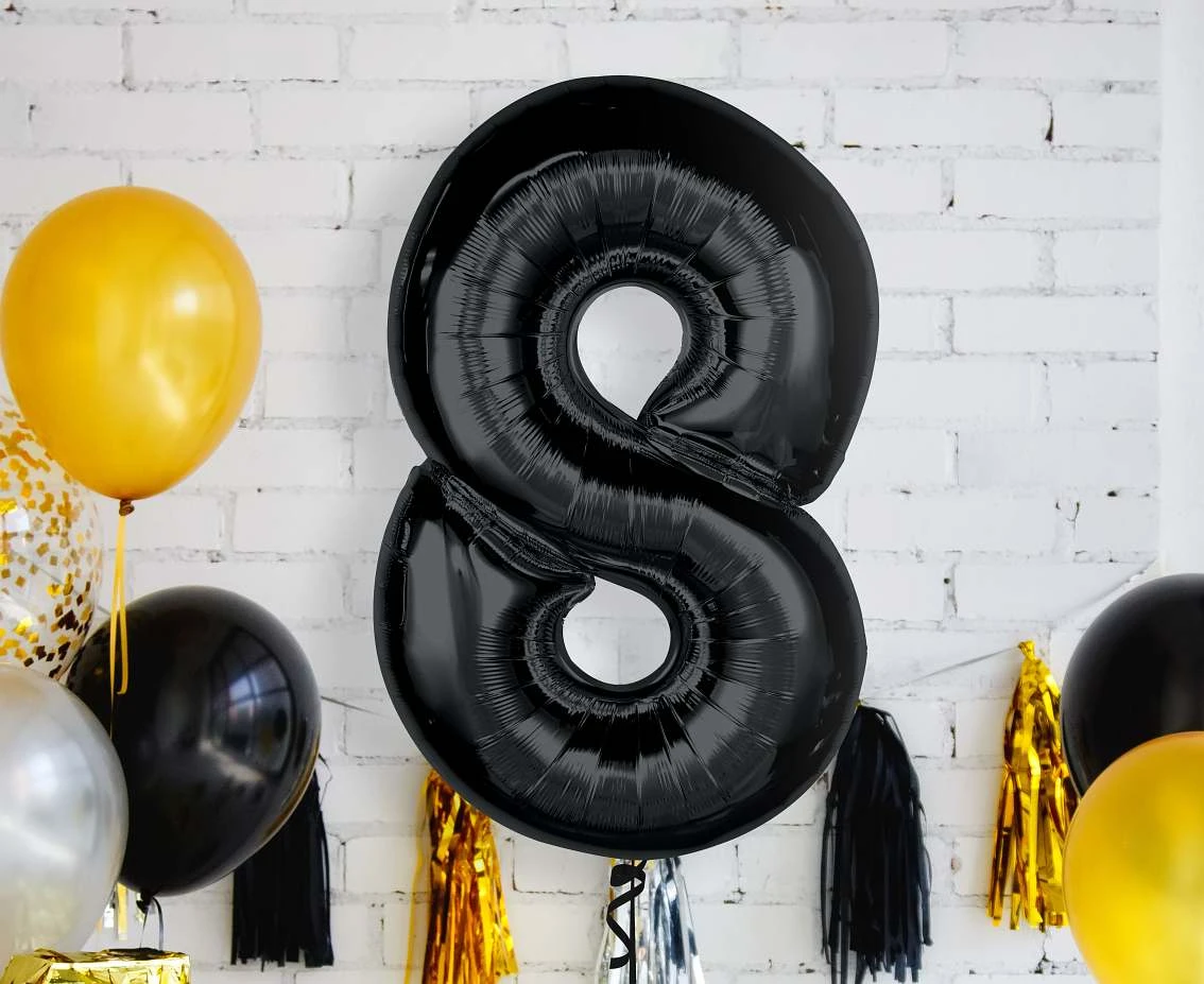 Balon foliowy Smart, cyfra 8, czarna, 92 cm KK
