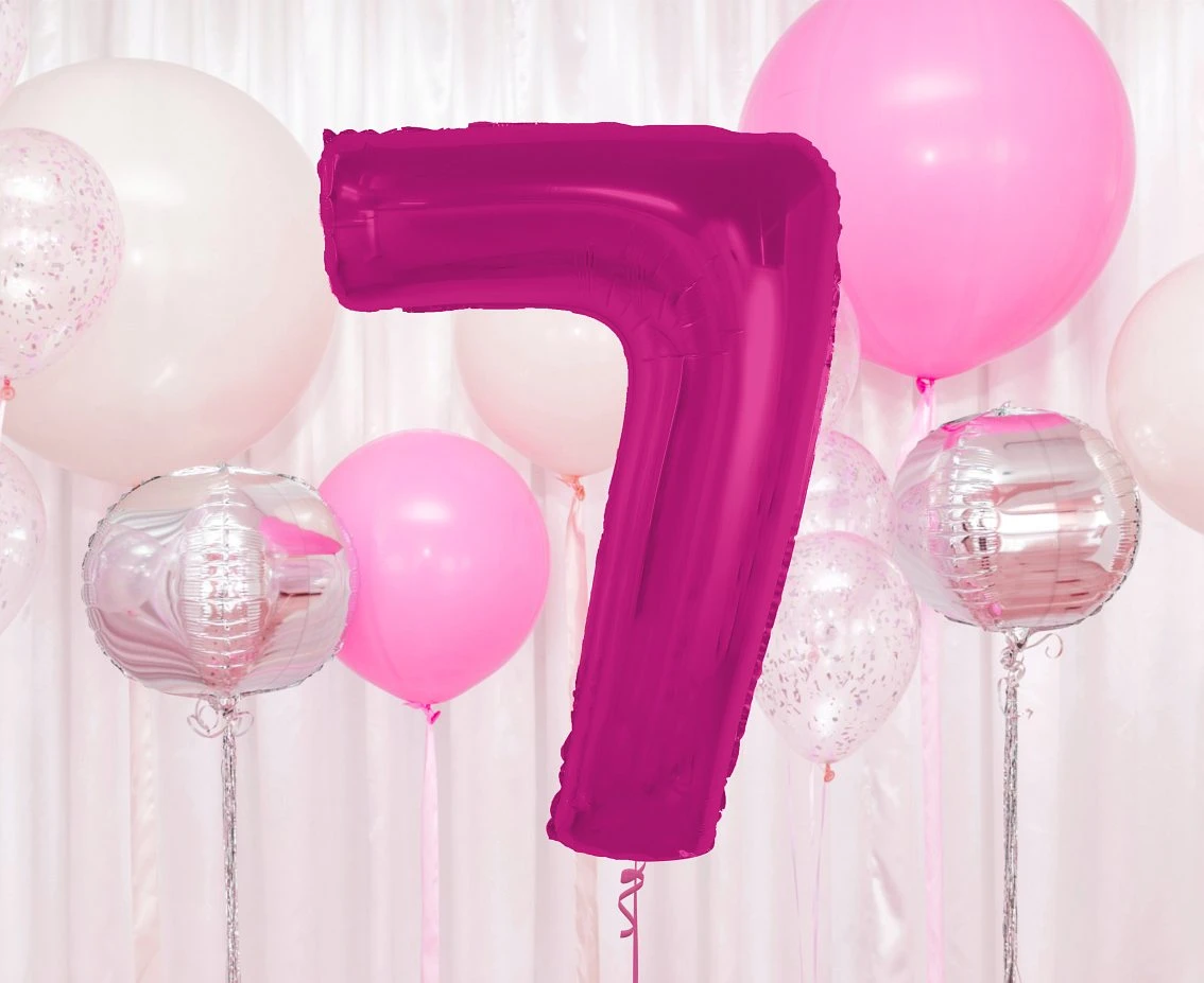 Balon foliowy Smart, cyfra 7, różowa, 92 cm KK
