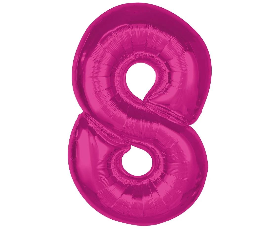 Balon foliowy Smart, cyfra 8, różowa, 92 cm KK