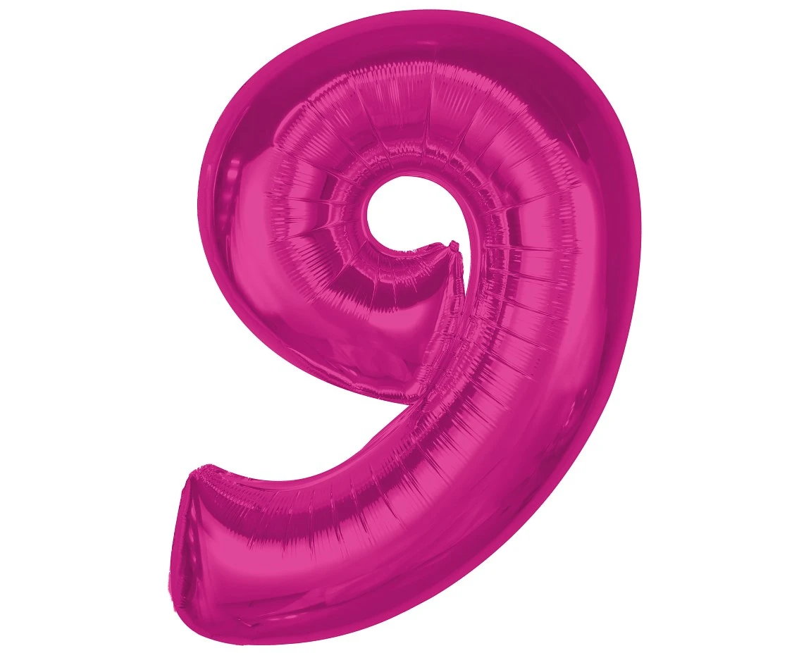 Balon foliowy Smart, cyfra 9, różowa, 92 cm KK