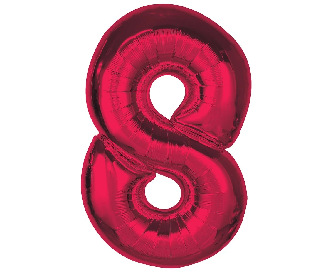 Balon foliowy Smart, cyfra 8, czerwona, 92 cm  KK