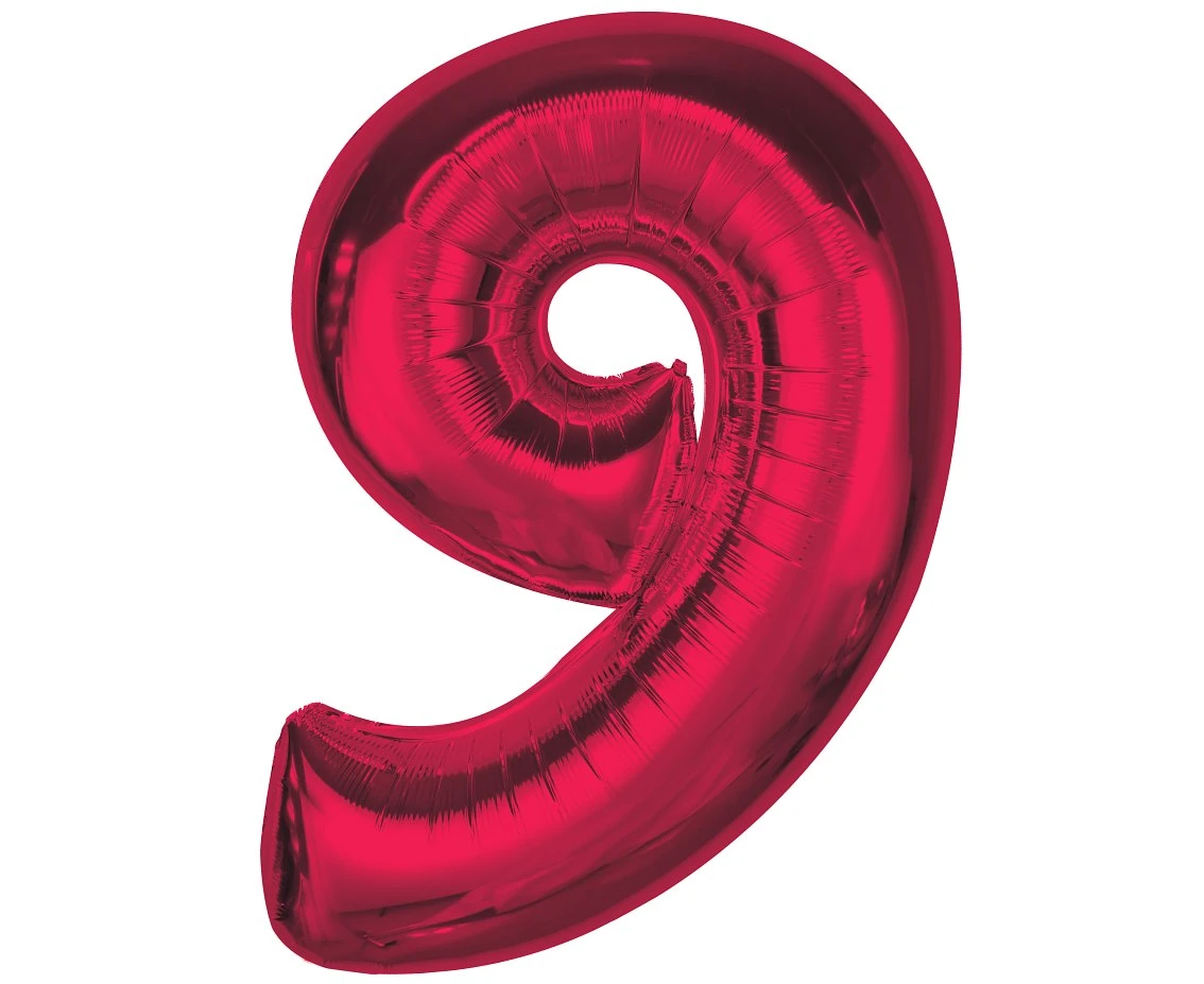 Balon foliowy Smart, cyfra 9, czerwona, 92 cm  KK