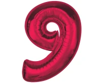 Balon foliowy Smart, cyfra 9, czerwona, 92 cm  KK
