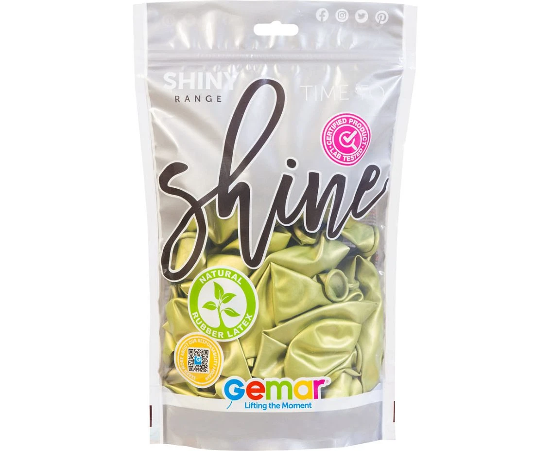 Balony Gemar 13", shiny zieleń kiwi, 50szt.