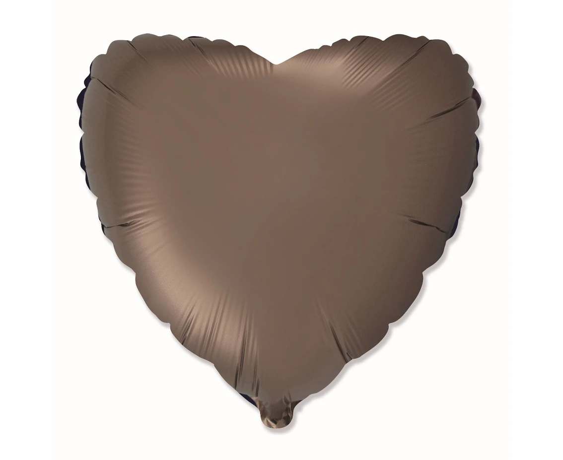 Balon foliowy 18" FX - Serce (satynowy brązowy), niepakowany