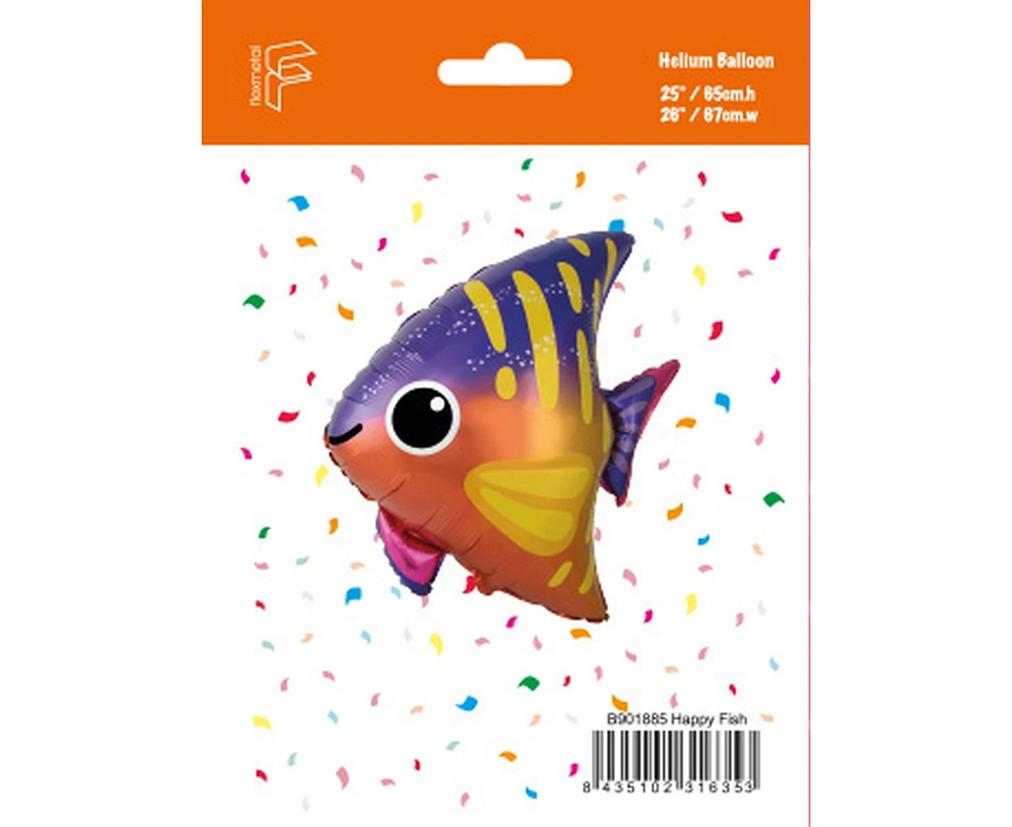 Balon foliowy 24" FX - Uśmiechnięta Rybka (opak. papierowe), pakowany