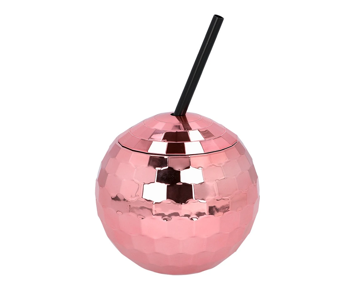 Kubek Kula Disco z rurką, różowozłoty, 650 ml