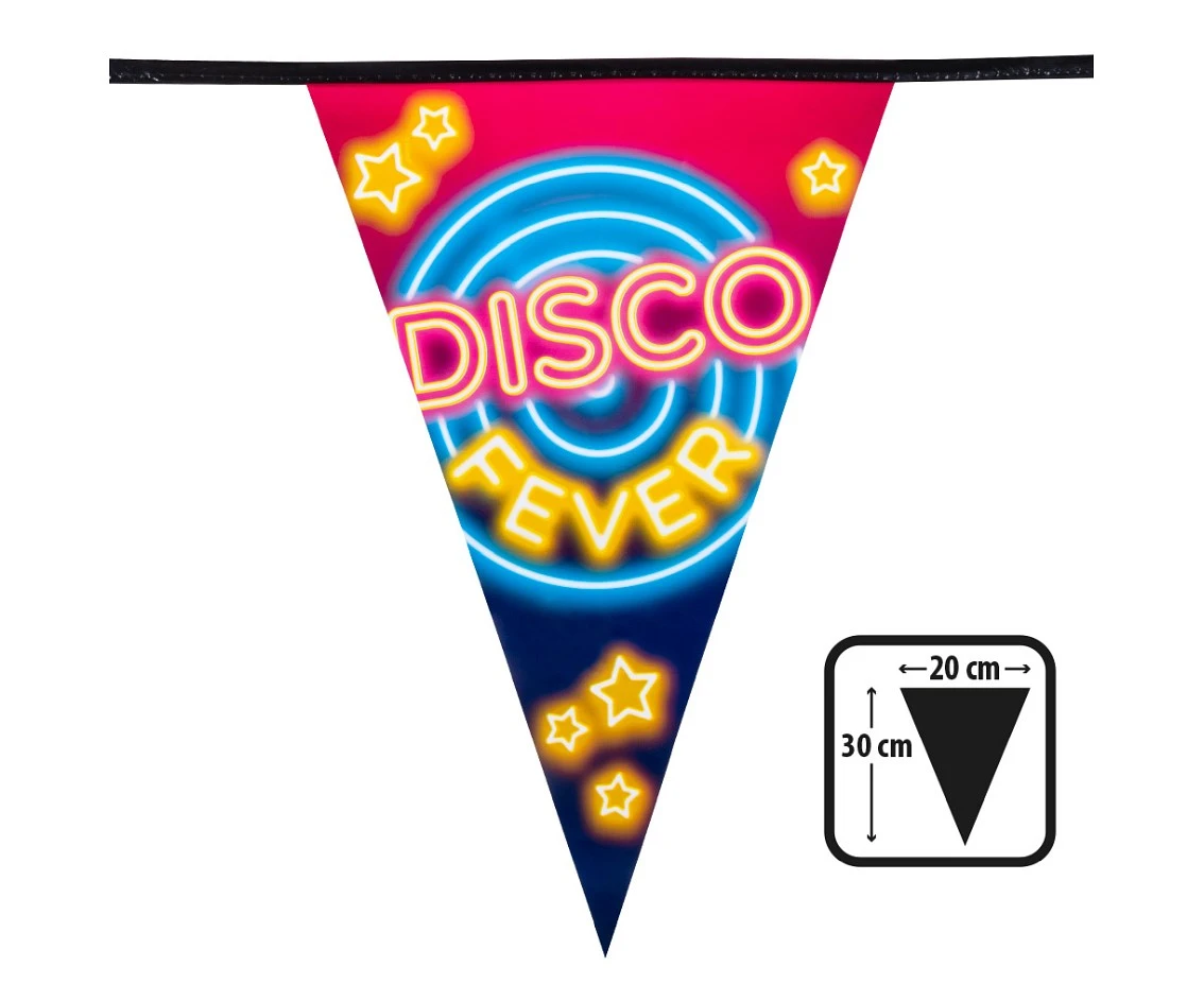 Girlanda flagi DISCO FEVER, 30 x 20 cm, 6 m.