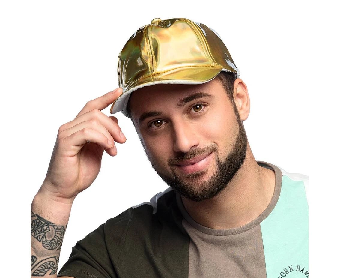 Czapka z daszkiem, holograficzna, złota