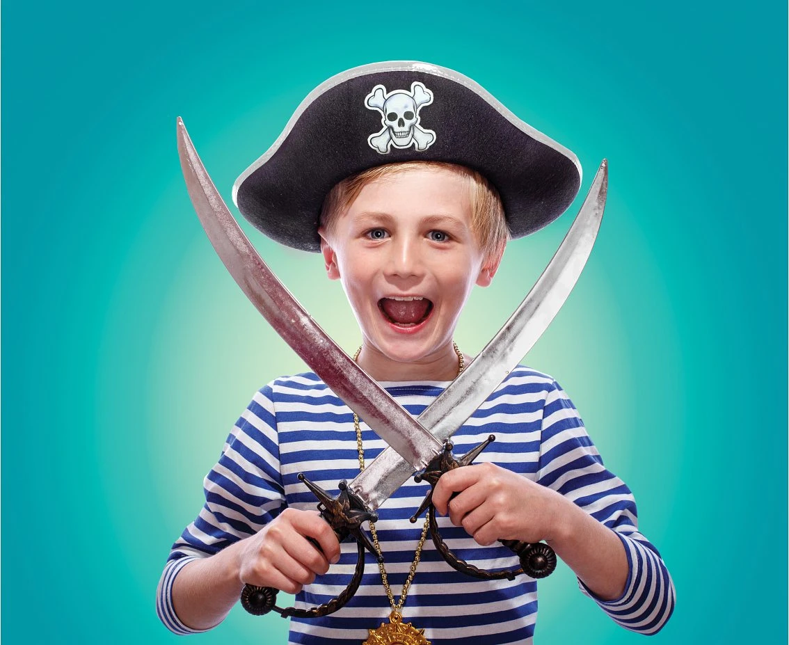 Kapelusz Pirata, białe obszycia, rozm. L