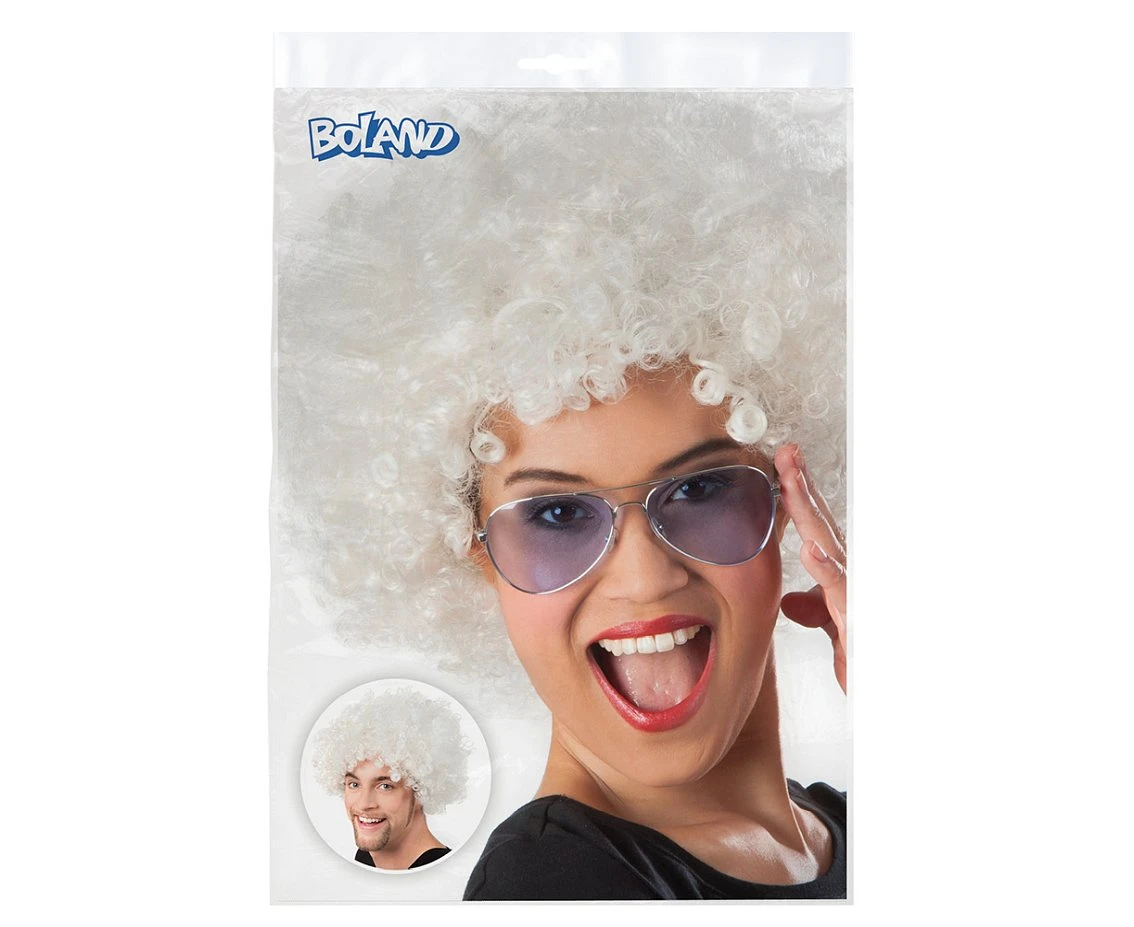 Peruka Afro, biała