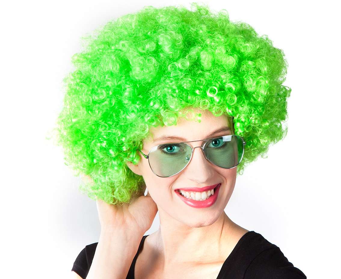 Peruka Afro, zielona
