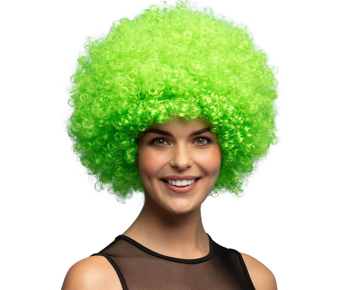 Peruka Afro, zielona