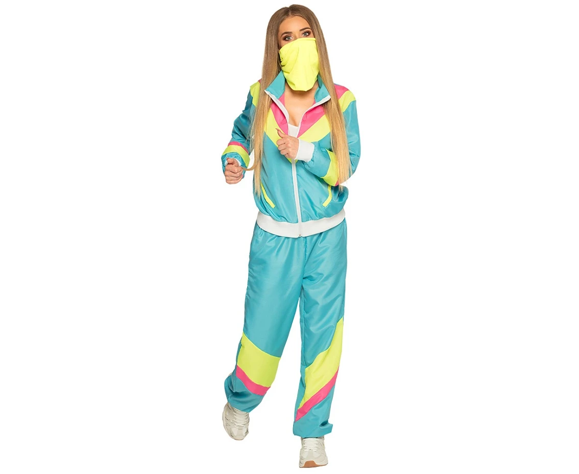 Dres damski neonowy turkusowy Retro, rozm. L