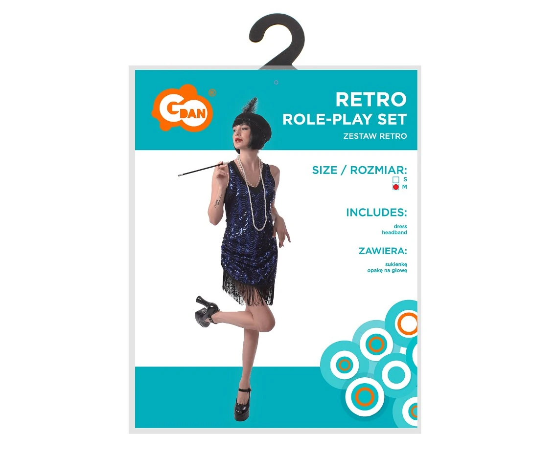 Zestaw dla dorosłych Retro (sukienka, opaska na głowę), rozm. M