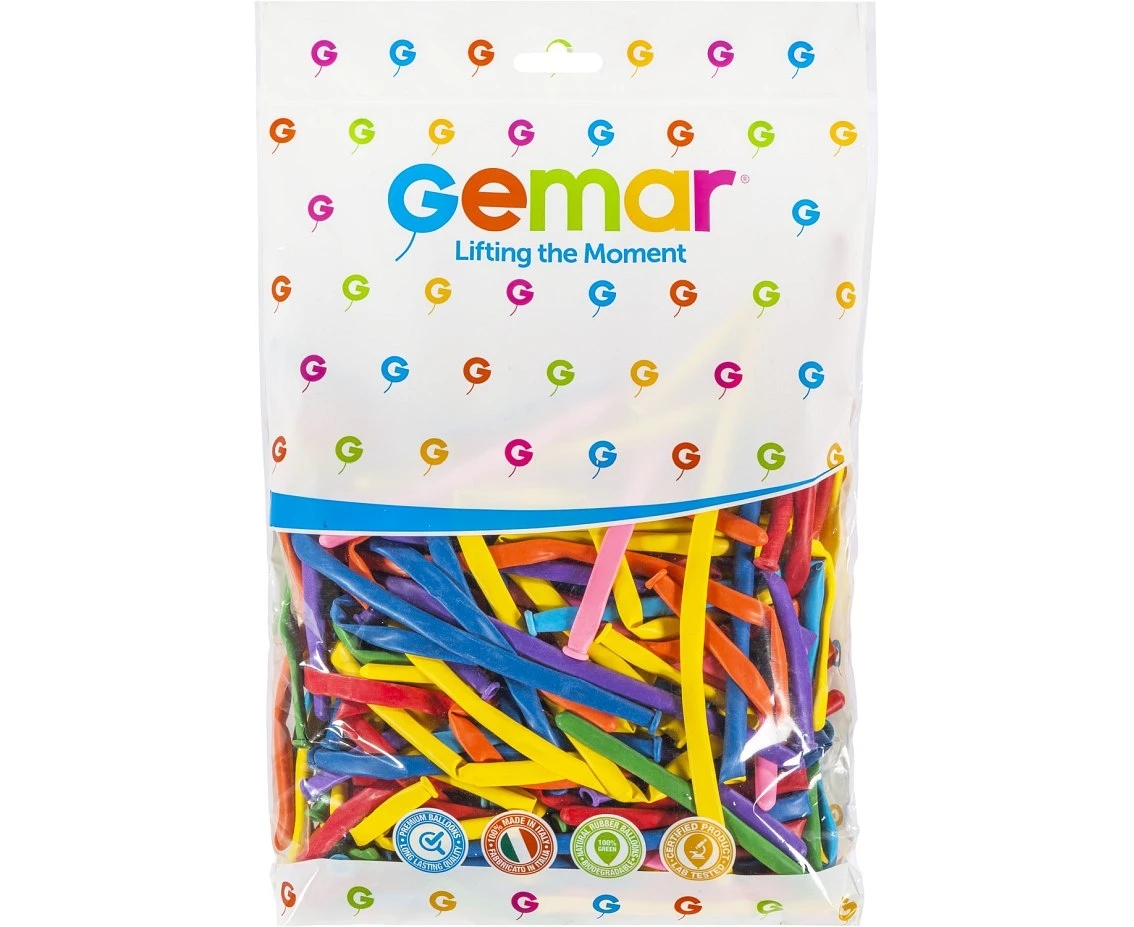 Balony Gemar, rurki włoskie typ 160, mix, 100szt.