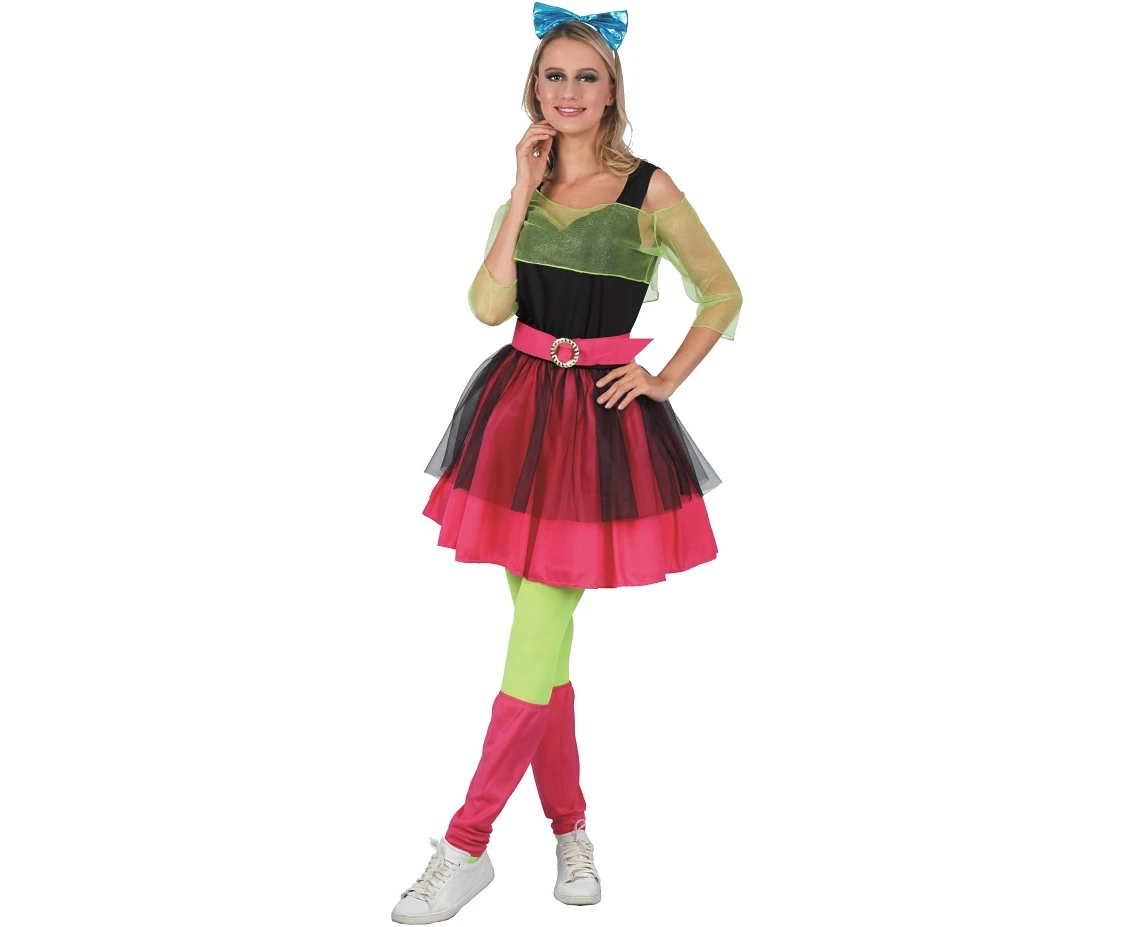 Zestaw dla dorosłych Disco lata 80' (sukienka, opaska,top, pasek, ochraniacze na nogi), rozm. S