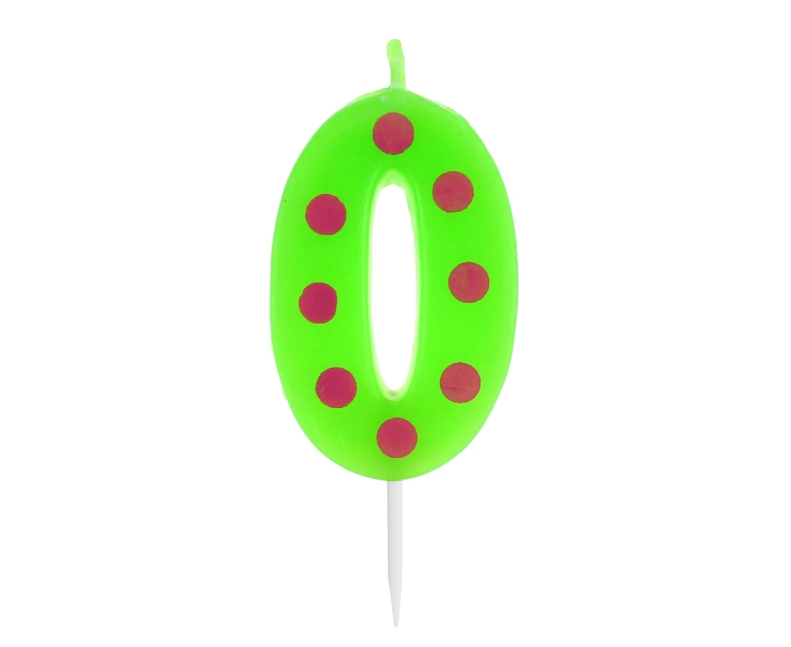 Świeczka cyferka piker Grochy - 0, 6 cm KK
