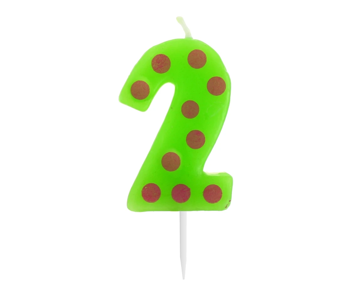 Świeczka cyferka piker Grochy - 2, 6 cm KK