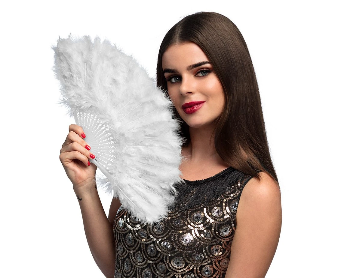 Wachlarz Flapper, biały, 23 cm