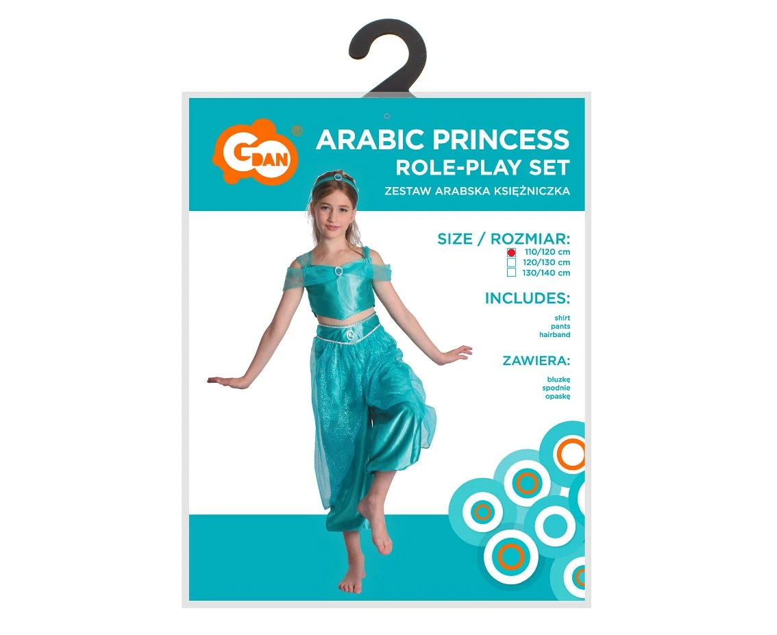 Zestaw dla dzieci Arabska Księżniczka (bluzka, spodnie, opaska), rozm.110/120 cm