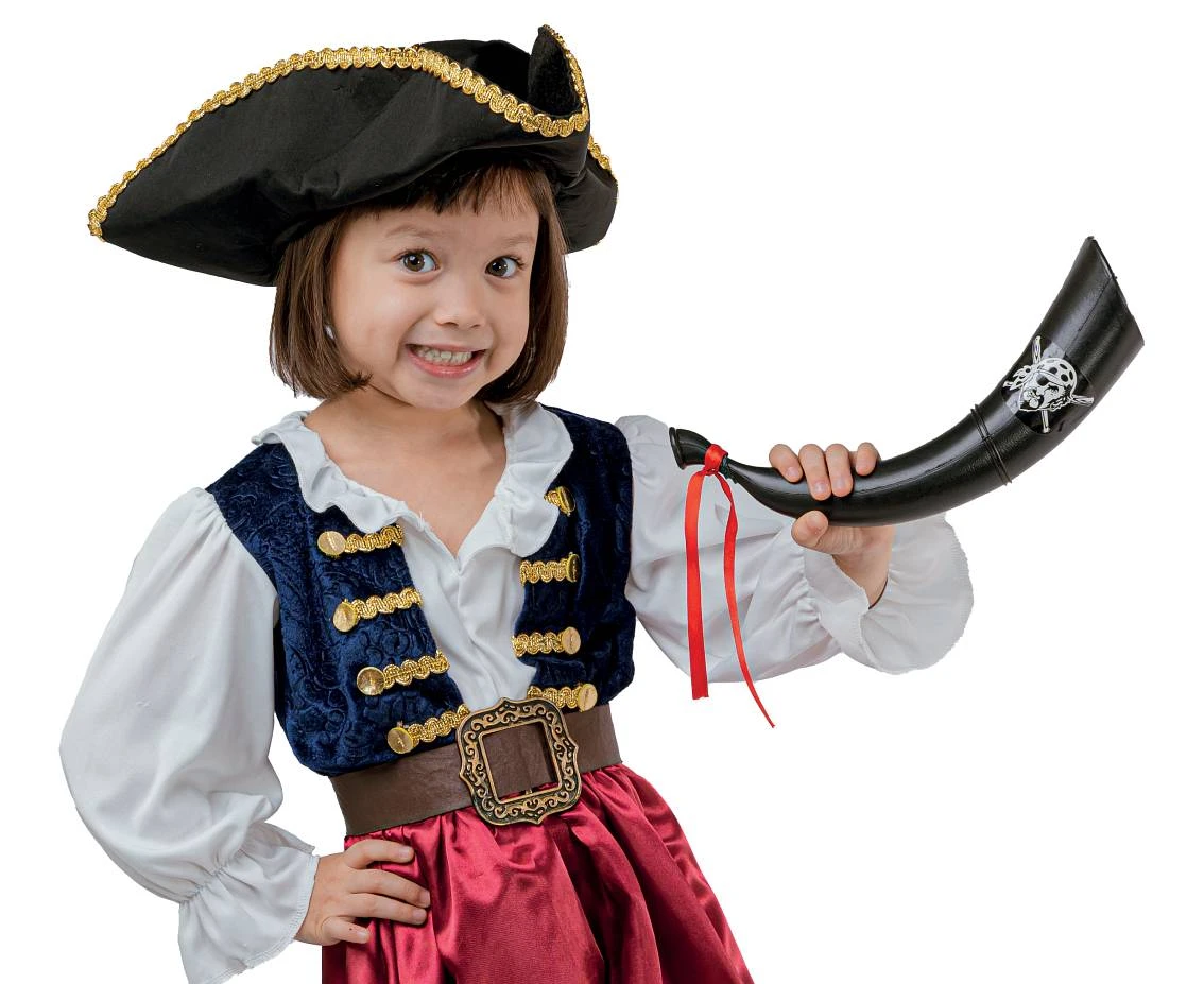 Zestaw dla dzieci Morska Piratka (sukienka, pasek, kapelusz), rozm. 92/104 cm
