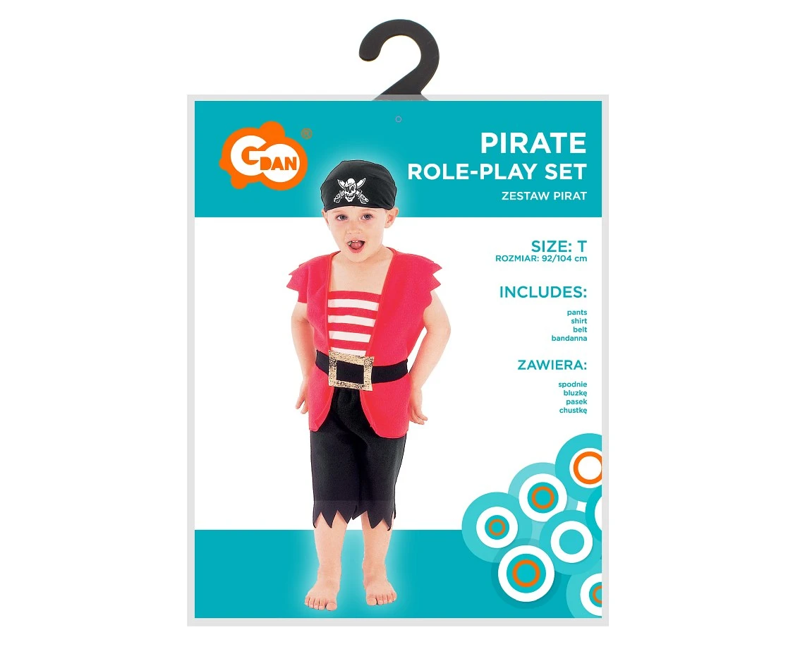 Zestaw dla dzieci Pirat (spodnie, bluzka, pasek, chustka), rozm. 92/104 cm