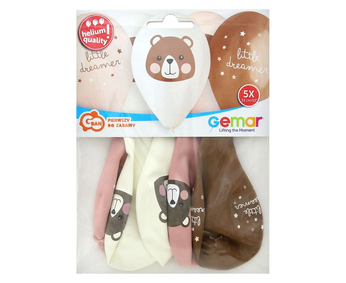 Balony Gemar 13", pastel premium hel dreamer (misio), 5szt.