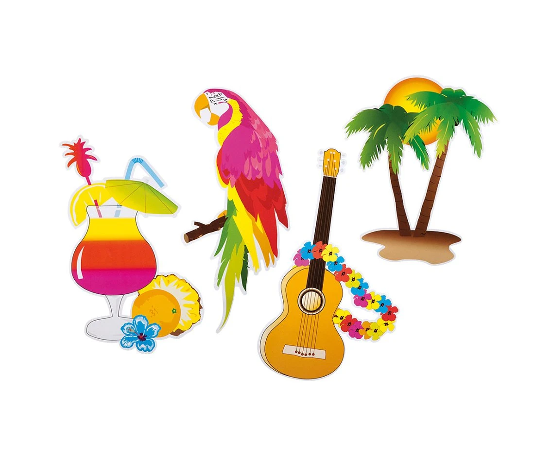 Dekoracja na ścianę Hawajskie Party, 4 szt 73 cm