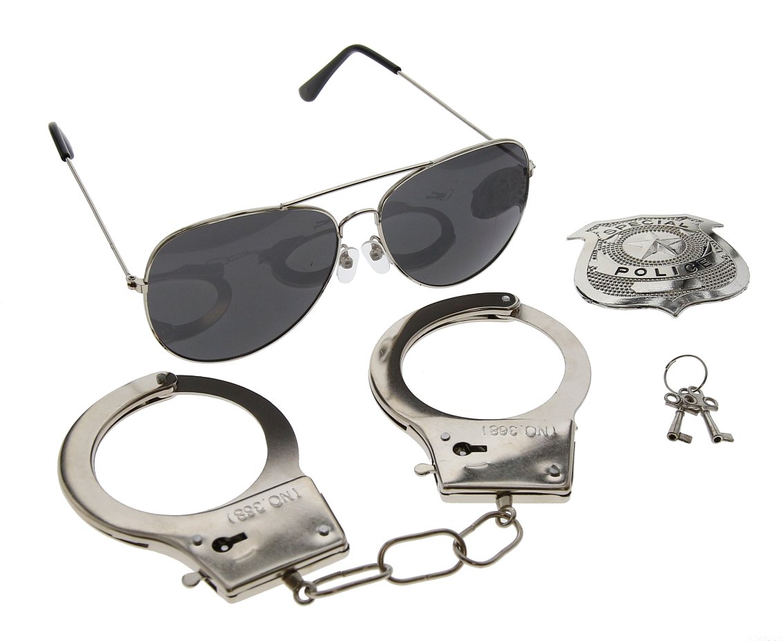 Zestaw Policjant (kajdanki, odznaka, okulary) KK