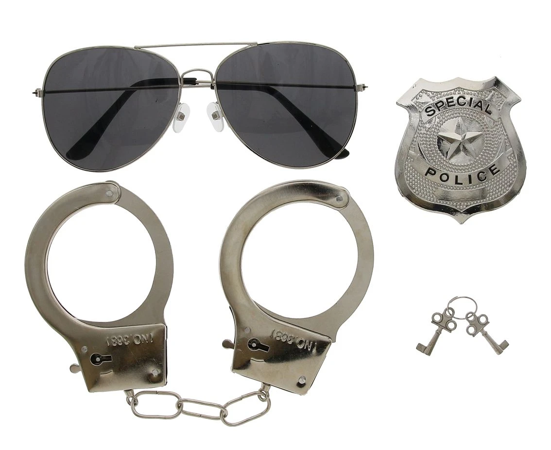 Zestaw Policjant (kajdanki, odznaka, okulary) KK