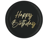 Talerzyki papierowe Elegant Happy Birthday, Decorata, FSC, 23 cm, 8 szt.