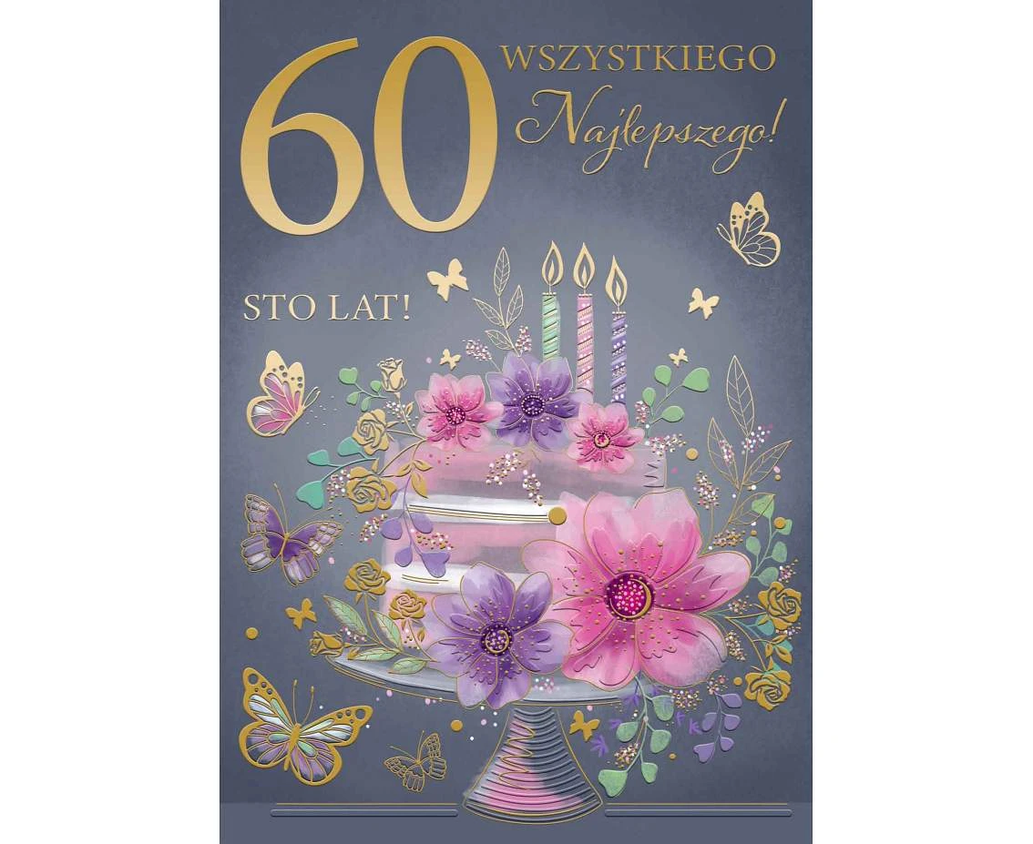 Kartka okolicznościowa A5 60 URODZINY, 1 szt.