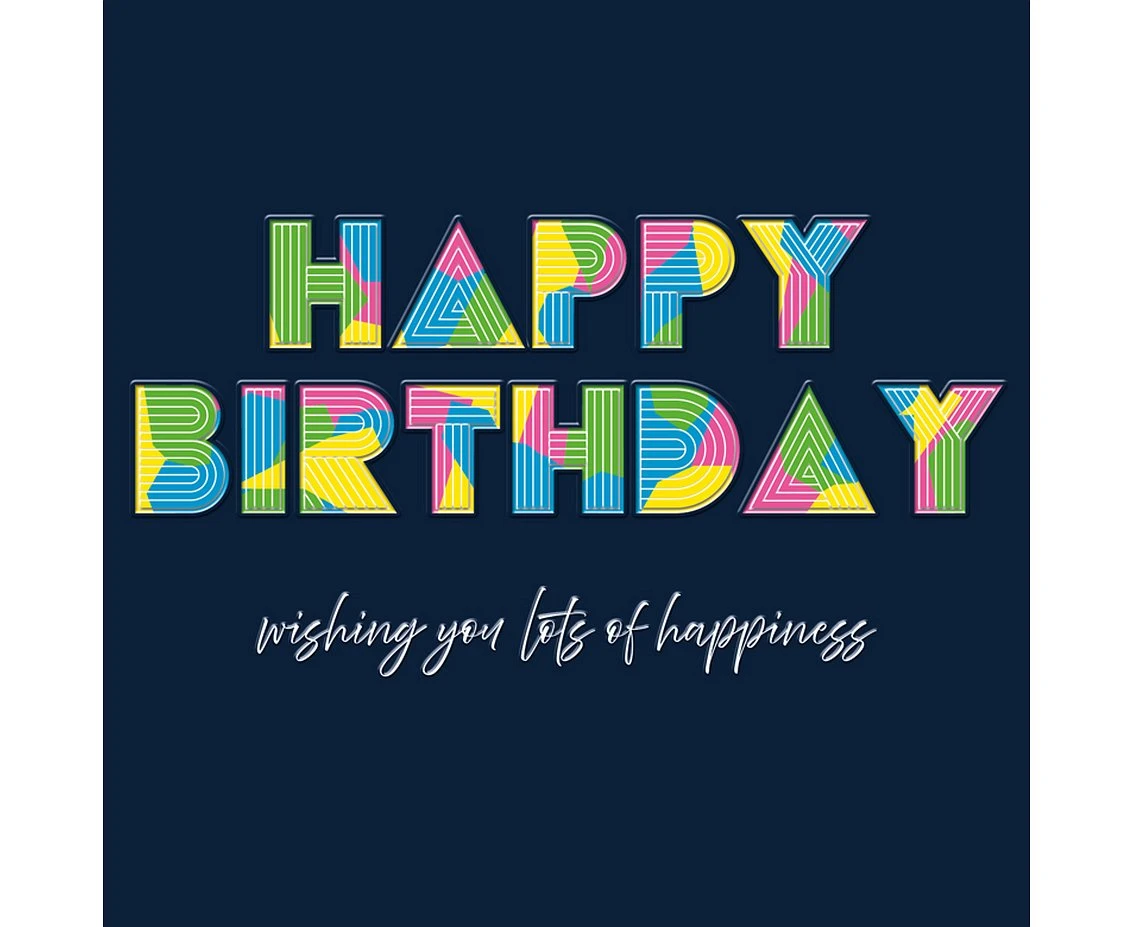 Kartka okolicznościowa KW "Happy Birthday" neon, 1 szt.