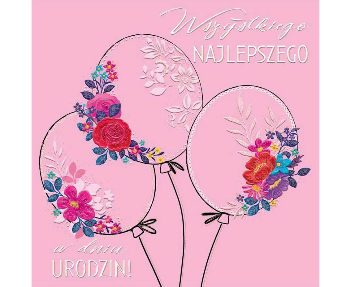 Kartka okolicznościowa KW BALONY GLAMOUR, 1 szt.