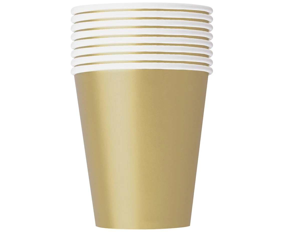 Kubeczki papierowe, złote, 270ml, 8 szt.