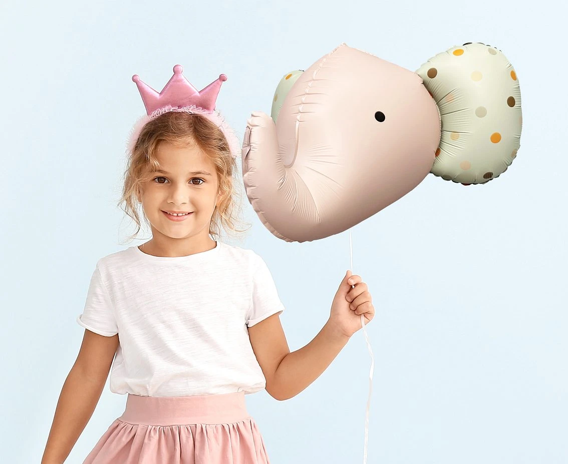 Balon foliowy Słoń 3D, różowy matowy, 63x50 cm KK