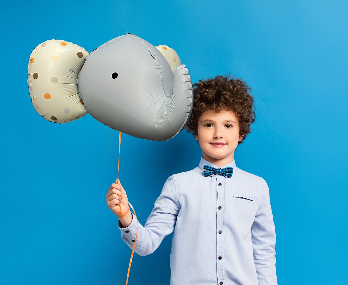 Balon foliowy Słoń 3D, szary matowy, 63x50 cm