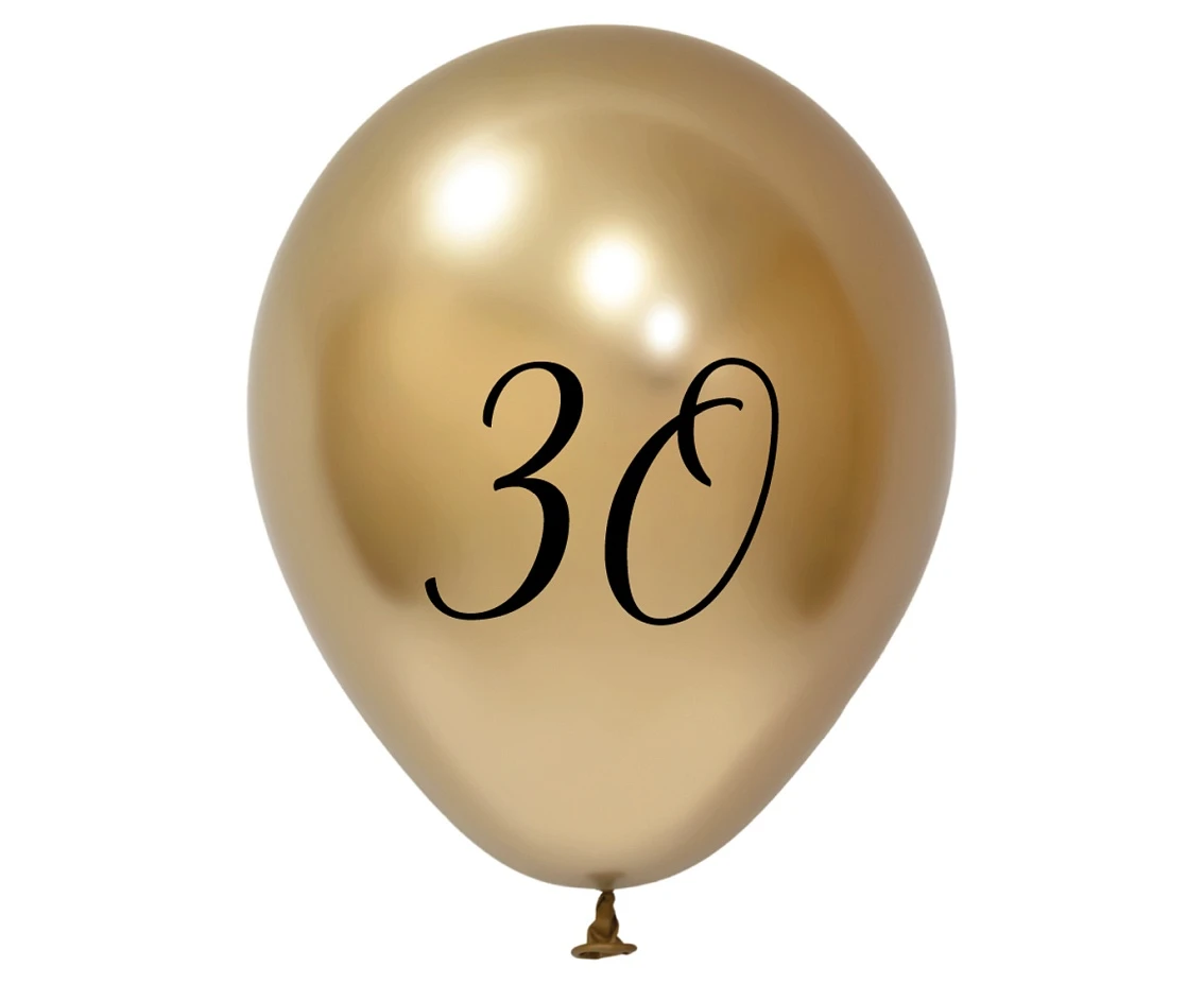 Balony B&C 12",  30. urodziny, platyna jasnozłote, 5szt.