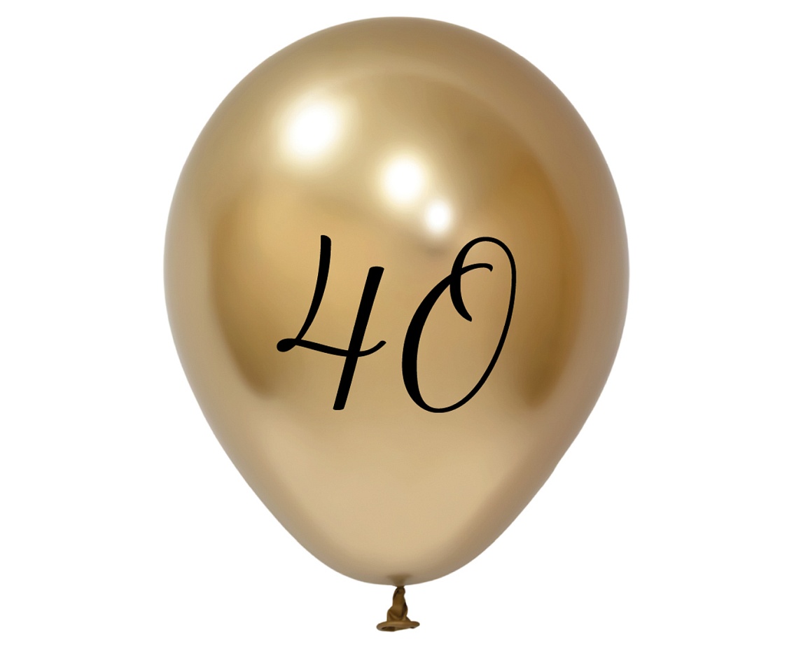 Balony B&C 12",  40. urodziny, platyna jasnozłote, 5szt.