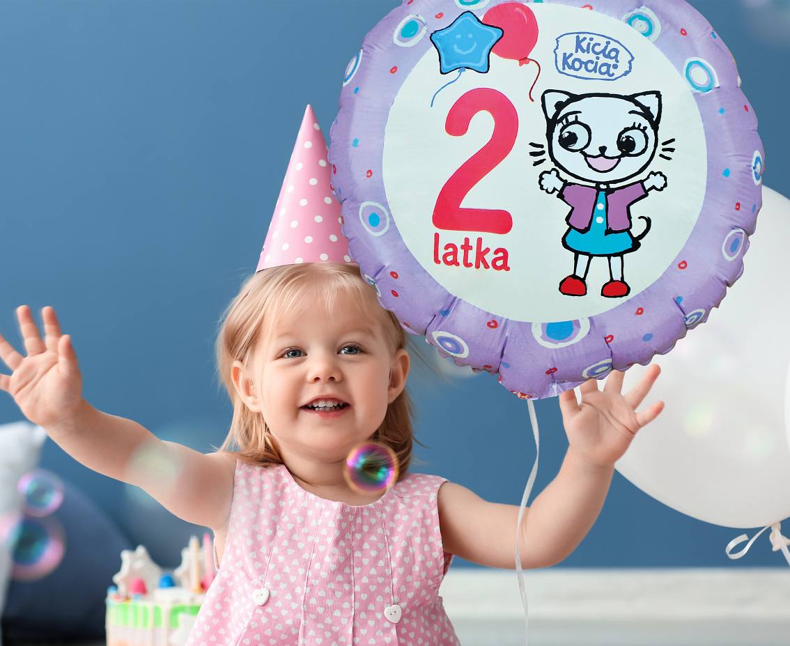 Balon foliowy Kicia Kocia - 2 Latka, 18 cali