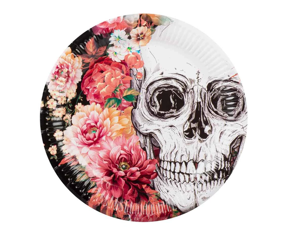 Talerzyki papierowe Day of the dead 23 cm, 10 szt.