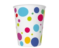 Kubeczki pap. Happy B''Day Dots, 250 ml, 8 szt.