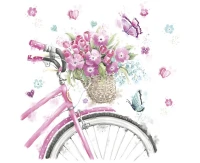 Serwetki pap. Pink Bicycle with Basket, 33x33 cm, 20 szt.