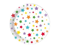 Talerzyki papierowe Multicolor Bright Stars, FSC, 20 cm, 8 szt.