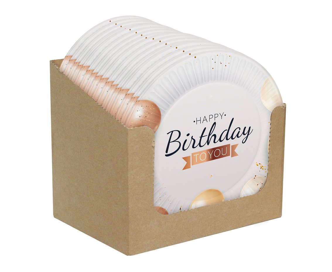 Talerzyki pap. Happy Birthday, 18 cm, 6 szt. BB